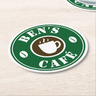 Porta-copo De Papel Redondo Copas de café e logotipo de feijão personalizados 