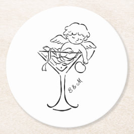 Porta-copo De Papel Redondo Copo de Cherub Cupid Cocktail Casamento Noivado