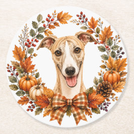 Porta-copo De Papel Redondo Copo para Wreath de Outono Whippet