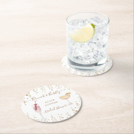 Porta-copo De Papel Redondo coquetéis espumantes ouro brilho almoço de noiva