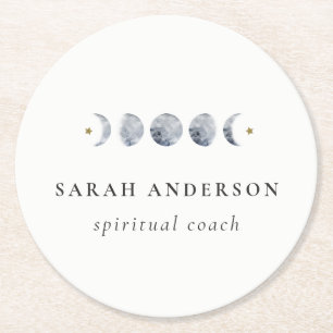 Porta-copo De Papel Redondo Cor de Água da Lua Celestial Lunar de Cinza Simple