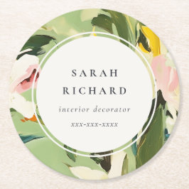 Porta-copo De Papel Redondo Cor de rosa verde pintada cor-de-rosa chic boho