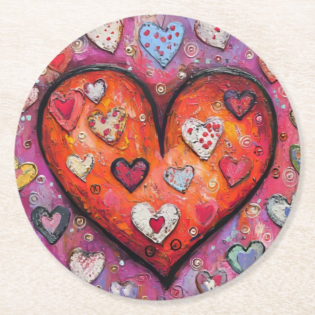 Porta-copo De Papel Redondo Coração (Frente)