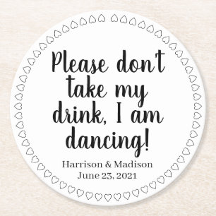 Porta-copo De Papel Redondo Corações bonitos personalizados nomes de texto pre