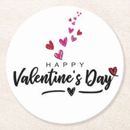 Porta-copo De Papel Redondo Corações Escrivados Script Cor-de-rosa Dia de os n