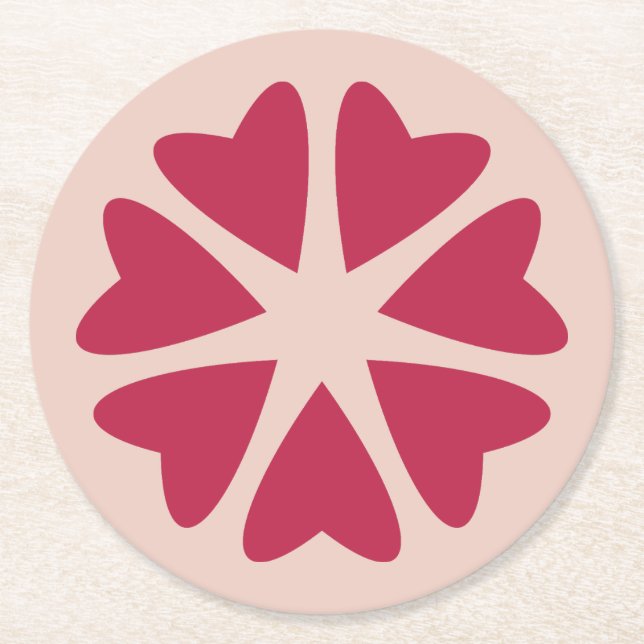 Porta-copo De Papel Redondo Corações Nucleares - vermelho magenta - imagem. (Frente)