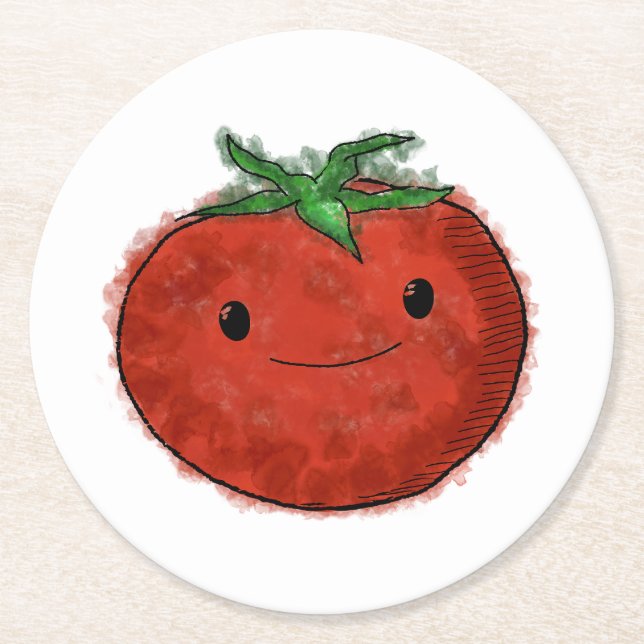 Porta-copo De Papel Redondo Cores de Água de Tomate (Frente)