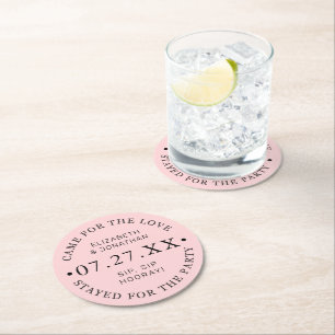 Porta-copo De Papel Redondo Cores de Casamento Personalizadas Modernas Data do