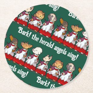 Porta-copo De Papel Redondo Coro de Cães Engraçados Late! Punição de Natal em