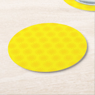 Porta-copo De Papel Redondo Corpo de sol amarelo bonito divertimento brilhante
