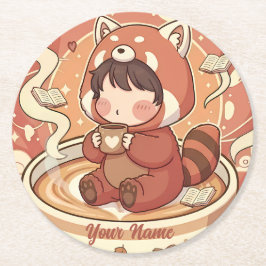 Porta-copo De Papel Redondo Cozy Red Panda Brew Absorbent Coaster Set