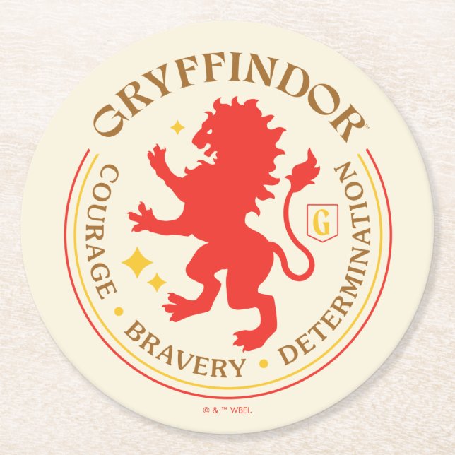 Porta-copo De Papel Redondo CRACHÁ GRYFFINDOR™ Red Lion House (Frente)
