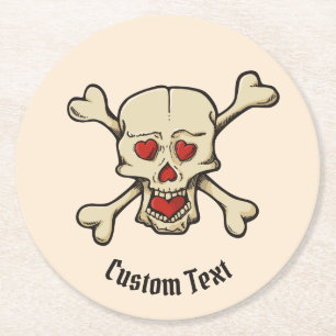 Porta-copo De Papel Redondo Crânio com Corações