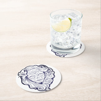 Porta-copo De Papel Redondo Crânio preto e branco