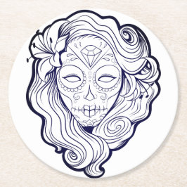 Porta-copo De Papel Redondo Crânio preto e branco