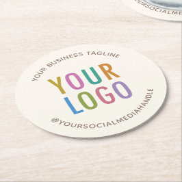 Porta-copo De Papel Redondo Cream Ivory Ecru Porta copos Logotipo Personalizad