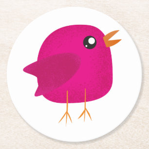Porta-copo De Papel Redondo Crianças, passarinho fofo