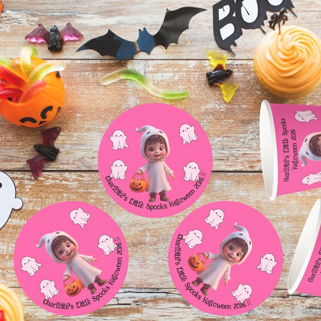 Porta-copo De Papel Redondo Crianças Pequenas Festas de Halloween (Little Spooks Halloween Party Round Paper Coaster)
