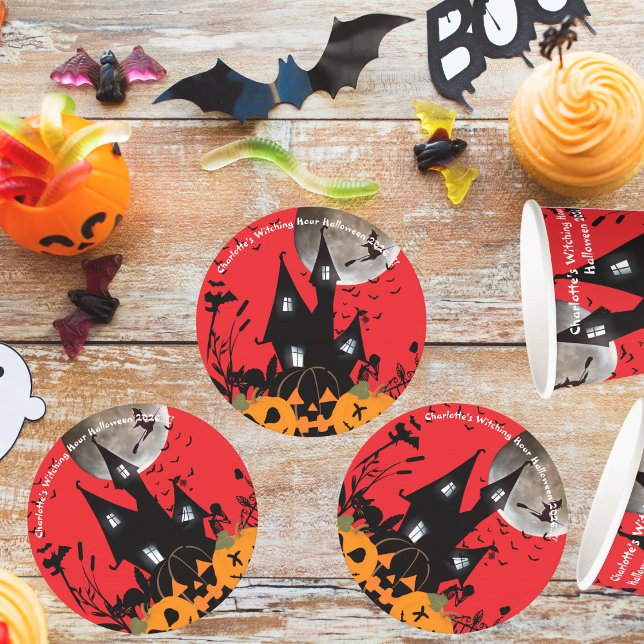 Porta-copo De Papel Redondo Crianças Testemunham Festa de Halloween (Witching Hour Halloween Party Round Paper Coaster)