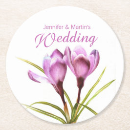 Porta-copo De Papel Redondo Crocus watercolor portas copos de casamento roxas