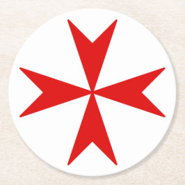 Porta-copo De Papel Redondo Cruz de Malta (vermelho)