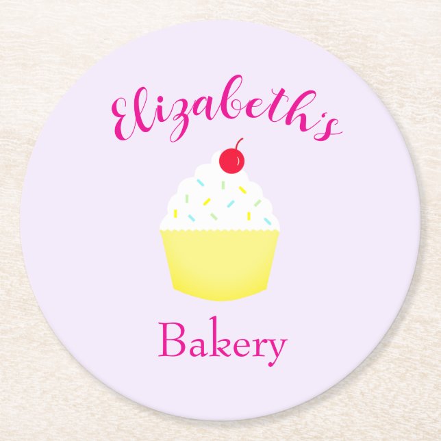 Porta-copo De Papel Redondo Cupcake Baking Birthday (Frente)