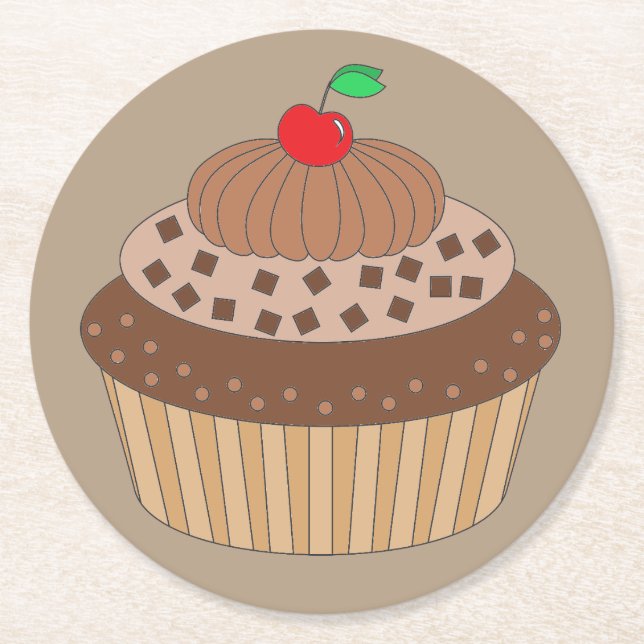 Porta-copo De Papel Redondo Cupcake de chocolate (Frente)