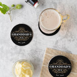 Porta-copo De Papel Redondo Custom Granddad's Pub Home Bar Year Established<br><div class="desc">Gift a special grandfather with these awesome custom coasters for Father's Day. Makes a great addition to grandpa's home bar setup,  featuring "Granddad's Pub" and the year established on a vintage style bar logo. All text is customizable; switch up the nickname or swap bar for pub if desired.</div>