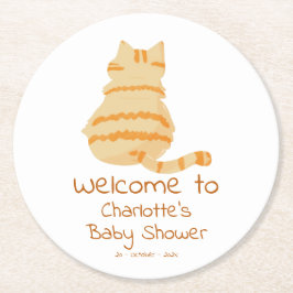 Porta-copo De Papel Redondo Cute Fat Orange Cat Baby Shower