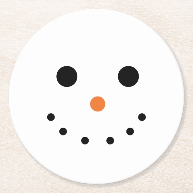 Porta-copo De Papel Redondo Cute Snowman Face (Frente)