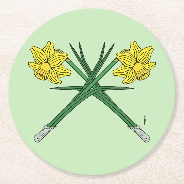 Porta-copo De Papel Redondo Daffodils cruzado (Frente)
