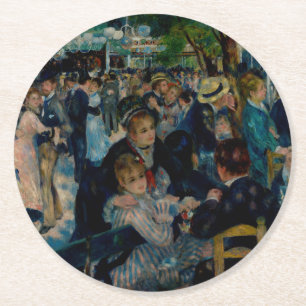 Porta-copo De Papel Redondo Dança no Le Moulin de la Galette - Auguste Renoir