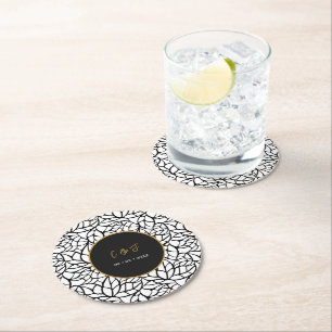 Porta-copo De Papel Redondo Data dos Nomes de Padrões Botânicos Modernos