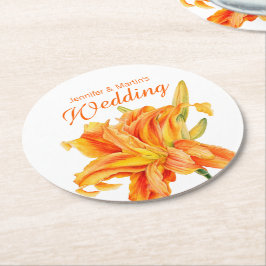 Porta-copo De Papel Redondo Daylily Hemerocallis porta copos de casamento flor