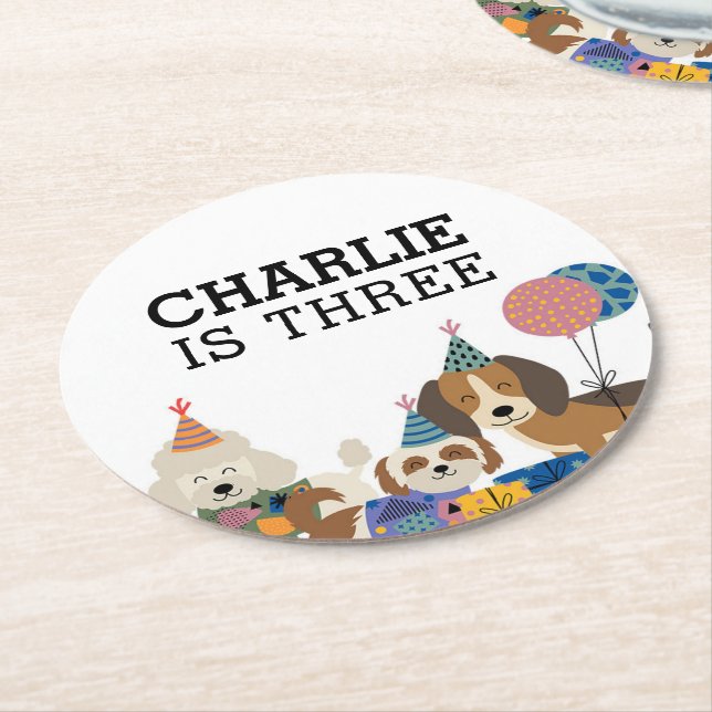 Porta-copo De Papel Redondo Deixa o Cachorro Pawy Festa de aniversário (Angulado)