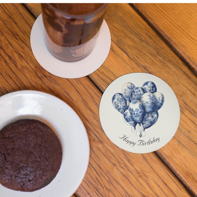 Porta-copo De Papel Redondo Delft Blue Balloons, personalizável (Criador carregado)