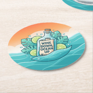 Porta-copo De Papel Redondo Desanuviar com Vinho, Oceano Acima