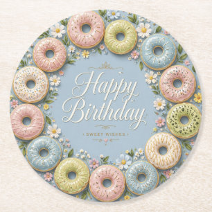 Porta-copo De Papel Redondo Desejos de Aniversário Doce