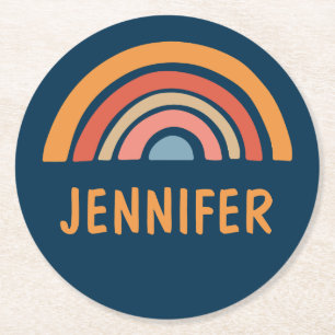 Porta-copo De Papel Redondo Design de arco-íris cotovelo colorido