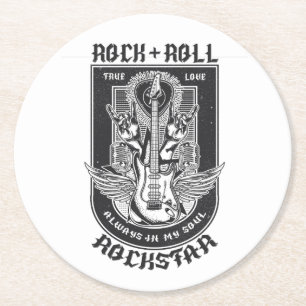 Porta-copo De Papel Redondo Design de Guitar Rock