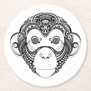 Porta-copo De Papel Redondo Design inspirado do macaco