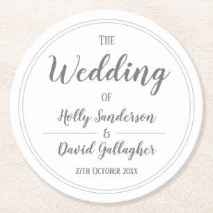 Porta-copo De Papel Redondo Design Simples em Cinza Prata e Branco