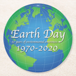 Porta-copo De Papel Redondo Dia da Terra 50 Anos Aniversário de 2020