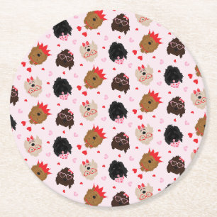 Porta-copo De Papel Redondo Dia de os namorados Mini Goldendoodle Dogs