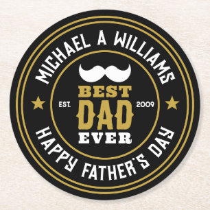 Porta-copo De Papel Redondo Dia de os pais do Crachá Retruso Ever Vintage de M