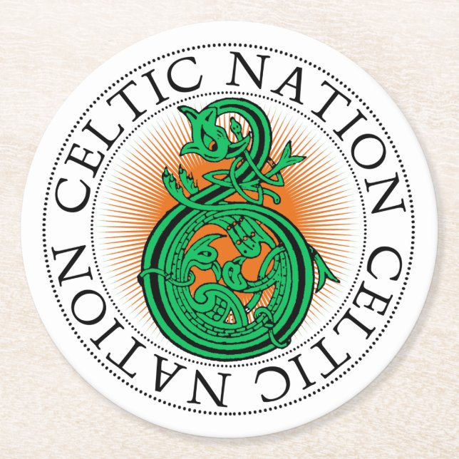 Porta-copo De Papel Redondo Dia de São Patrício Celtic Knot Party (Frente)