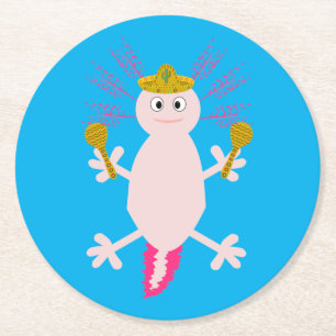 Porta-copo De Papel Redondo Dia do Axolotl Mexicano Morto