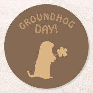 Porta-copo De Papel Redondo Dia do Groundhog