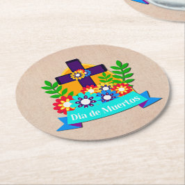 Porta-copo De Papel Redondo Dia dos Crianças da Família Cruzada de Flores Mort