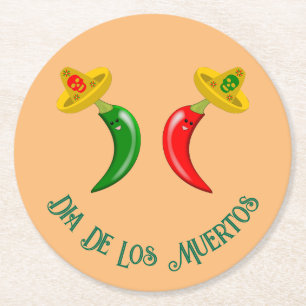 Porta-copo De Papel Redondo Dia dos Mortos do Chilis Mexicano